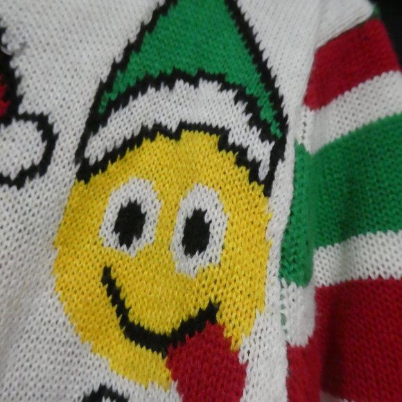 HAPPY HOLIDAYS | small, s | Emoji and Striped | Ugly Christmas Sweater | Unisex - Picture 8 of 15